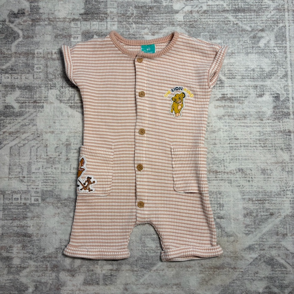 Disney Baby Simba Lion King Romper 18M Waffle Knit Disney Parks Trip Outfit
